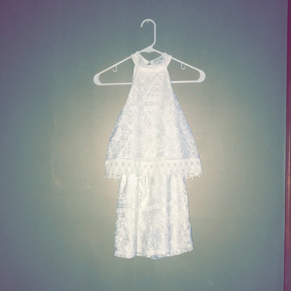 Charlotte Russe white lace romper halter